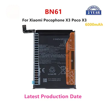 100% Eredeti BN61 6000mAh akkumulátor Xiaomi Pocophone X3 Poco X3 telefon csere akkumulátorokhoz