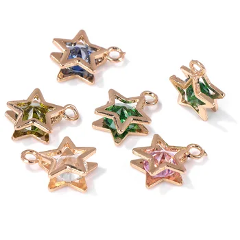 10db/lot kristályok üveg charms gyöngyök divat pentagram forma kristály medál gyöngyök nőknek DIY karkötő nyaklánc fülbevaló