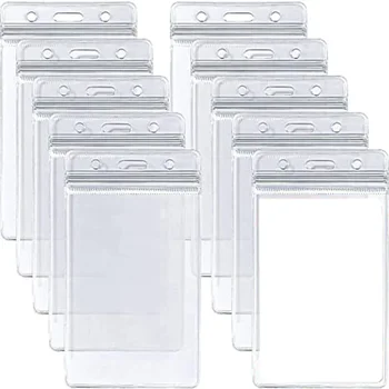 10db/lot átlátszó átlátszó PVC műanyag azonosító hitel Munkakártya-tartó jelvény táskatok Függőleges Horizon kártya tartozékok tartók