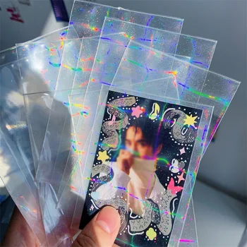 10db lézeres képeslapvédő átlátszó Kpop fotóalbumok Ujjak Névjegykártya táska Szív alakú fólia Kereskedési kártyák pajzs