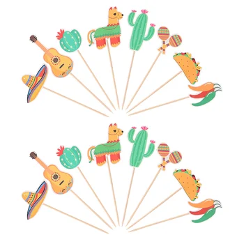 16 db torta feltétje rajzfilm díszek Mexikói karnevál témájú desszert születésnapi dekorációk Kiegészítők Party Cupcake Picks