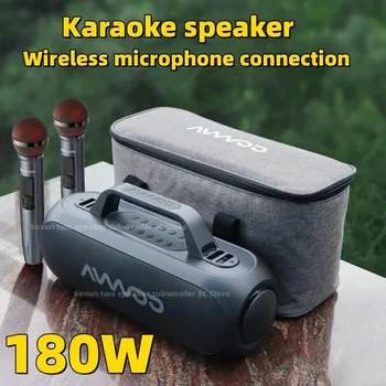 180W Nagy teljesítményű Boombox hordozható hangszórók mikrofonnal Karaoke hangkártya Beépített gép Kültéri zene Sztereó vezeték nélküli Bluetooth