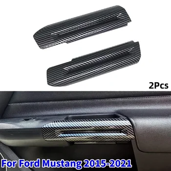 1Pár ABS szénszálas autókapu ajtófogantyú dekoráció burkolat burkolat automatikus belső kiegészítők a Ford Mustang 2015-2021 számára