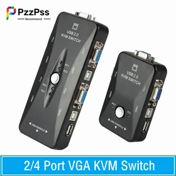 2/4 portos VGA KVM switch 1080P USB 2.0 VGA Splitter egér billentyűzet nyomtató Pendrive Share kapcsoló doboz 4 bemenet 1 kimenet KVM kapcsoló