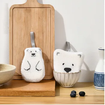 2Pcs konyhai mosogató szivacs kétoldalas mosogatószivacs lógó típus rajzfilm medve csésze kefe tisztító kendő szivacs