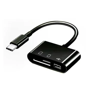 3 In1 Type-C Micro-USB SD TF telefon OTG kártyaolvasó adapter SD kártyaolvasó Samsung Galaxy táblagéphez , fekete