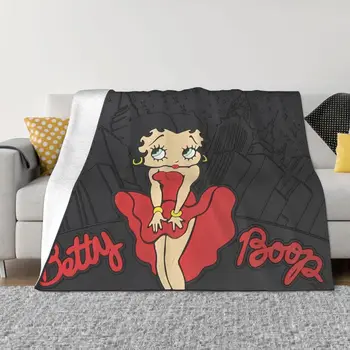 3D Print Boop Bettys takarók lélegző puha flanel nyári rajzfilm takaró kanapéhoz Kültéri ágynemű