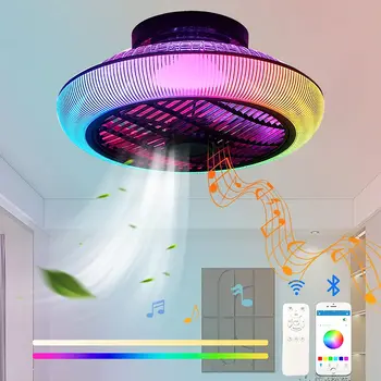 46CM mennyezeti ventilátor LED világítással távirányító intelligens Bluetooth ventilátor tömítő ventilátor lámpa otthoni nappali dekorációhoz