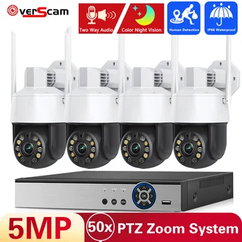 4K 10CH POE NVR 5MP WiFi 50X PTZ zoom vezeték nélküli CCTV rendszer kétirányú audio színes éjszakai IP biztonsági kamera videó megfigyelő készletek