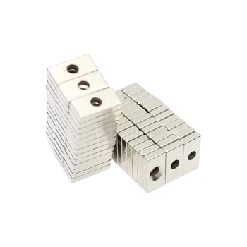 5 ~ 100PCS 20x10x3-4 blokk erős mágnes 4mm lyuk ömlesztett lemez mágnes 20x10x3mm-4mm erős állandó NdFeB mágnesek 20 * 10 * 3-4 mm