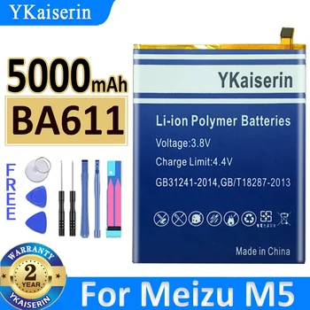 5000mAh YKaiserin akkumulátor MEIZU BA611-hez BA 611 akkumulátor Meizu M5 M 5 / M611H / M611 sorozatú mobiltelefonhoz + követési szám