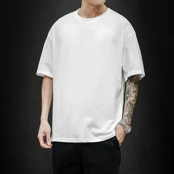 A2851 Új nyári férfi póló 2023 Divat tömör póló férfi túlméretezett hip-hop rövid ujjú alkalmi pamut férfi utcai ruházat