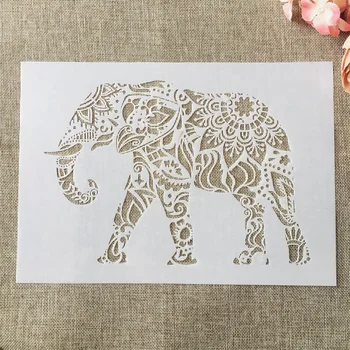 A4 29*21cm Mandala Sétáló elefánt DIY rétegező sablonok Falfestés Scrapbook Színezés Dombornyomás Album dekoratív sablon
