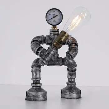 Amerikai stílusú vidéki ipari szélvascső Robot szemvédő asztali lámpa Retro bár éjjeli személyre szabott kreatív asztali lámpa
