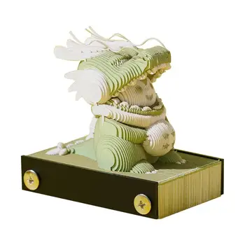 Aranyos kis sárkány 3D papírfaragás Művészeti jegyzettömb 2024-es naptár Háromdimenziós cetlik Kawaii Memo Pad íróasztaldíszek Ajándék