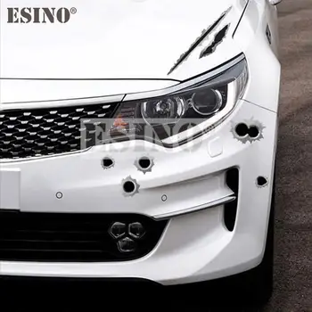 Autó stílus Kreatív kiegészítő 3D pisztoly golyó bomba lyuk PVC vízálló matrica dekoratív minta vinil autó lökhárító test matrica