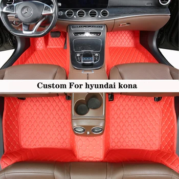 Autós padlószőnyeg egyedi Hyundai Kona Electric számára Bal/Jobb gyémánt teljes készlet bőr szőnyegek Luxus lábpárnák Automatikus tartozék