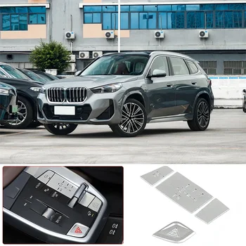 BMW X1 U11 2023+ alumíniumötvözethez ezüst autó középső vezérlőmű dupla vakugomb matrica autó belső kiegészítők 4Db