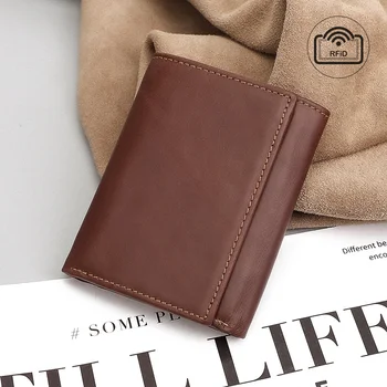 bőr pénztárca RFID lopásgátló kefe többkártyás nyílás rövid háromszoros pénztárca Amerikai dollár zsebváltó pénztárca