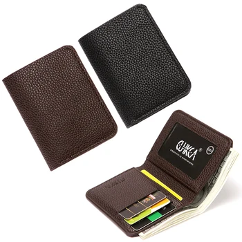 Divat Soft Men pénztárca Pu bőr licsi minta Mini érme pénztárca Jogosítványkártya-tartó