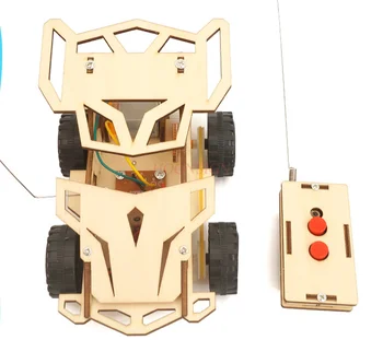 DIY összeszerelt elektromos távirányító Jeep fa puzzle STEM játék versenyautó