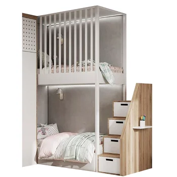Egyszerű fiú emeletes ágy Franciaágy létrás szekrénnyel emeletes ágy 1,2m ágy