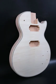 Elektromos gitártest lángláng juharsapka alap kötőcsavarral a Humbucker hangszedőn Befejezetlen gitáralkatrészek Furatozott DIY projekt