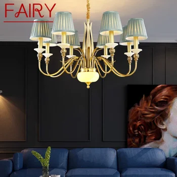 FAIRY Amerikai sárgaréz Pendent lámpa Luxus nappali Étterem hálószoba Retro Hotel Villa csillár