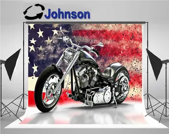 fekete motorkerékpár amerikai zászló fotóstúdió háttér Kiváló minőségű számítógépes nyomtatás party háttér