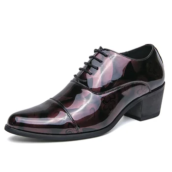 Férfi Valódi bőr Magas sarkú cipő Üzleti ruha Cipő Férfi Oxfords Hegyes lábujjú Formális Cipő Férfi Luxus esküvői parti Bőr cipő