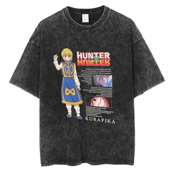 Férfi vintage póló Hip Hop Streetwear póló Japán anime vadász x vadász pamut mintás Harajuku nyári rövid ujjú póló