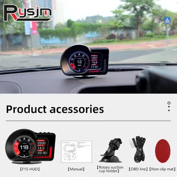 HD OBD HUD Head-up kijelző GPS sebességmérő KMH óra fék gyújtási teszt mérőműszer RPM mérőműszer belső autó kiegészítők F15 hud