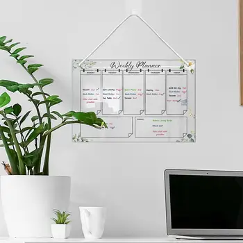 Home Decor újrafelhasználható hűtőszekrény heti tervező tábla Akril üzenőfal tollakkal átlátszó otthoni hűtőszekrényhez