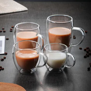 Hőálló duplafalú teapohár csésze sör Kávé kézzel készített kreatív hideg ital átlátszó ivókészlet