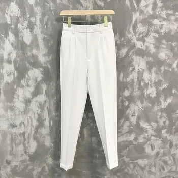 ICOOL Summer Non-iron Nine-point férfi fehér Smart Casual nadrág Ice Silk Drapper öltöny nadrág, a High Feet férfi koreai változata
