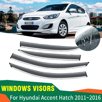 Időjárásvédők a Hyundai Accen 2016 tartozékaihoz MK4 IV ferdehátú 2011~2015 2014 autó szellőző napellenző esőterelők tartozékai