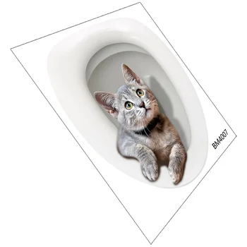 Imádnivaló 3D macska WC-fedél ragasztó matrica 3D macskafal ragasztó matricák Fürdőszoba WC matrica