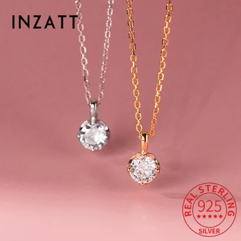 INZATT Real 925 sterling ezüst cirkon CZ gyöngy medál choker nyaklánc nőknek Klasszikus finom ékszerek minimalista kiegészítők