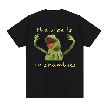 Kermit Vibe in Shambles Funny Frog grafikus póló férfi divat O-nyakú ruházat póló Unisex alkalmi pamut túlméretezett pólók
