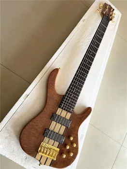 Kiváló minőség Custom Edition 6 húros elektromos basszusgitár Zárt hangszedő Arany kiegészítők Rózsafa fogólap Ingyenes szállítás