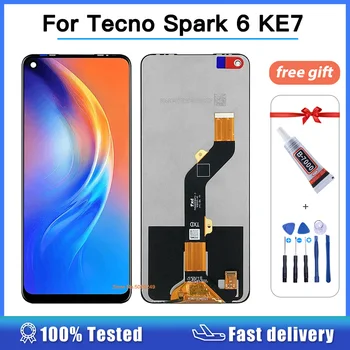 Kiváló minőségű LCD a TECNO SPARK 6 KE7 LCD kijelzőhöz érintőképernyős digiziter szerelvényhez a Tecno KE7 javításához Pótalkatrészek