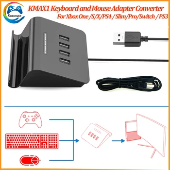 KMAX1 adapter Egér billentyűzet átalakító adapter PS3/PS4 /XBox One/PC/Nintendo Switch konzolhoz késedelem nélkül Minden játékkal kompatibilis
