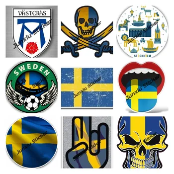 Kreatív matrica matrica Svédország jelölés Jack Rackham Pirate S Svédország zászló matrica Nemzeti kód Városi turisztikai pajzs bélyegző matrica dekoráció