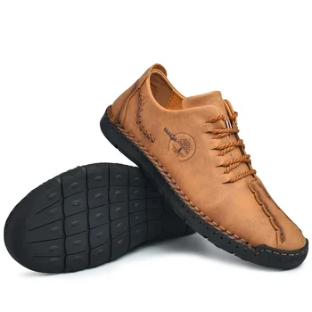 Kézzel készített bőr férfi cipők Kényelmes alkalmi bőr cipők Férfi naplopók Forró akció Mokaszinok Vezetési cipő Nagy méret 38-48