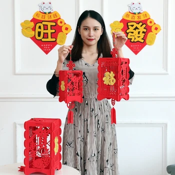 Kínai újévi fali függesztő dekorációk Piros áldás lámpás medál Esküvők Party dekoráció Tavaszi Fesztivál Otthoni díszek