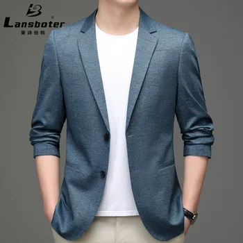 Lansboter kék zöld új öltöny tavaszi és őszi vékony férfi alkalmi öltöny koreai slim fit kis kabát