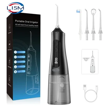 LISM Oral Irrigator USB újratölthető vízselyem hordozható fogászati vízsugár 310ML víztartály vízálló fogtisztító