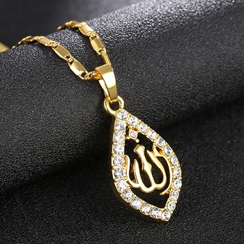 Luxus női szív alakú muszlim medál nyaklánc kristály cirkon jeges nyaklánc gyönyörű ékszerek Valentin-napra