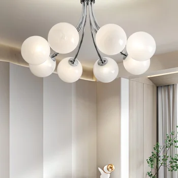 Modern üveggolyó led mennyezeti csillár króm hálószoba nappali étkező otthoni függőlámpa Bauhaus lámpatest világítás