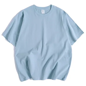Nehézsúlyú 250g tiszta pamut egyszínű félujjú férfi női póló